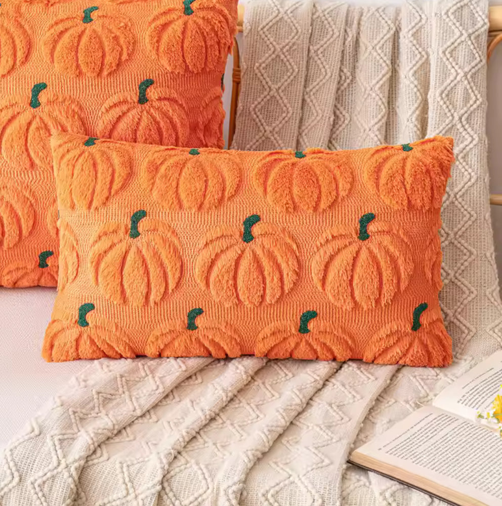 Embroidered Autumnal Pumpkin Cushion Cover