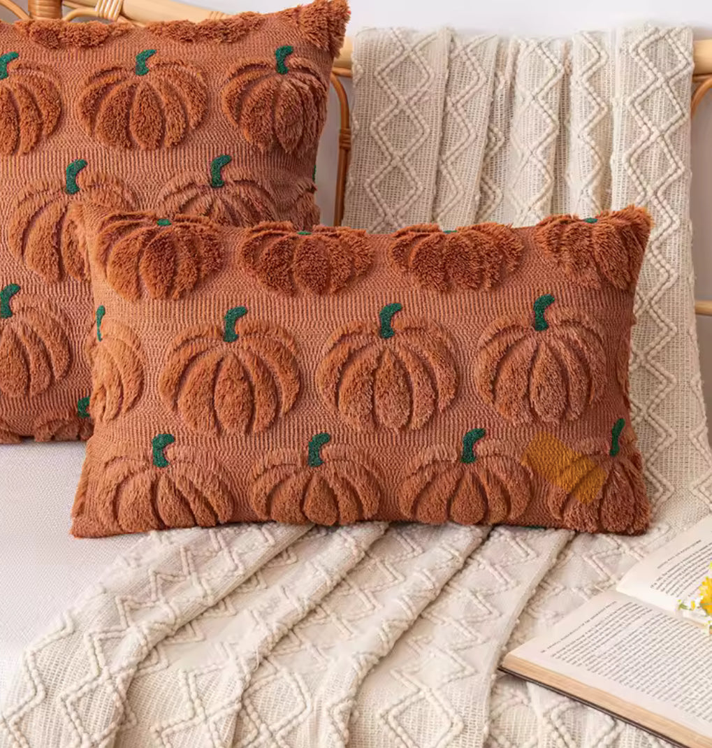 Embroidered Autumnal Pumpkin Cushion Cover