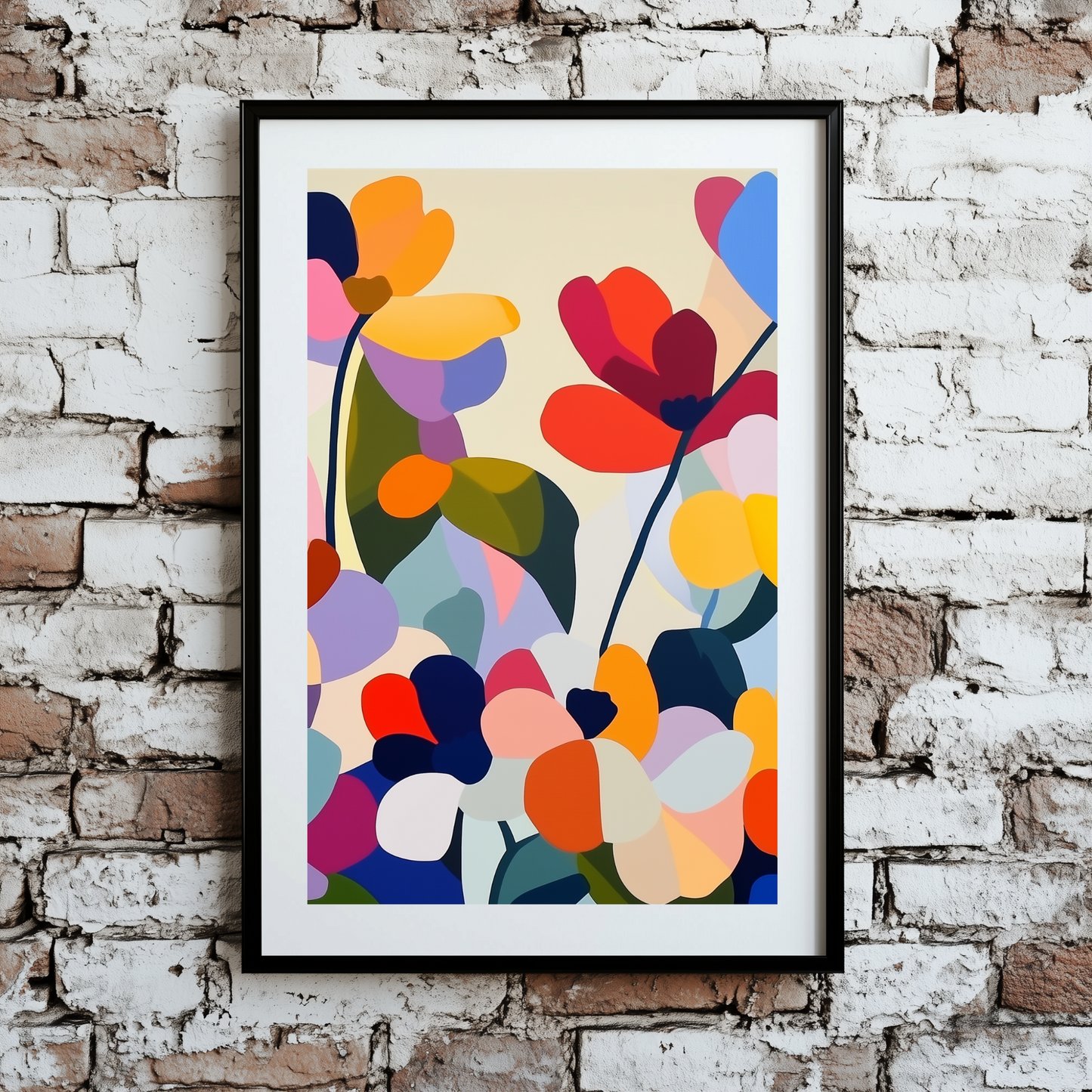 Abstract Vibrant Flower Print Wall Art