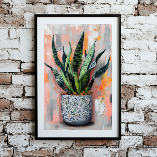 Acrylic Green Snake Plant Wall Art