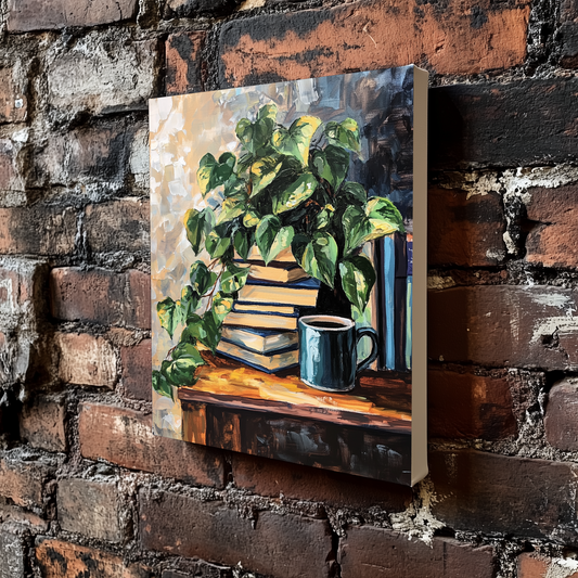 Acrylic Green Ivy Books Plant Wall Art