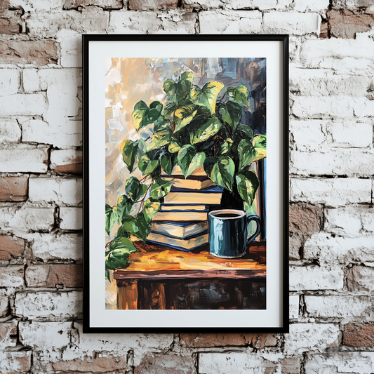 Acrylic Green Ivy Books Plant Wall Art