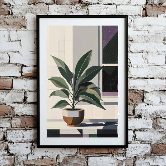 White Bauhaus Plant Wall Art