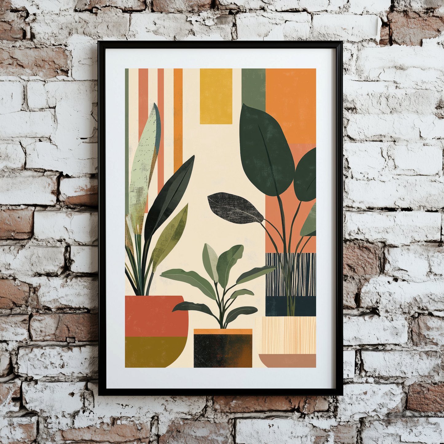 Green Bauhaus Plant Wall Art