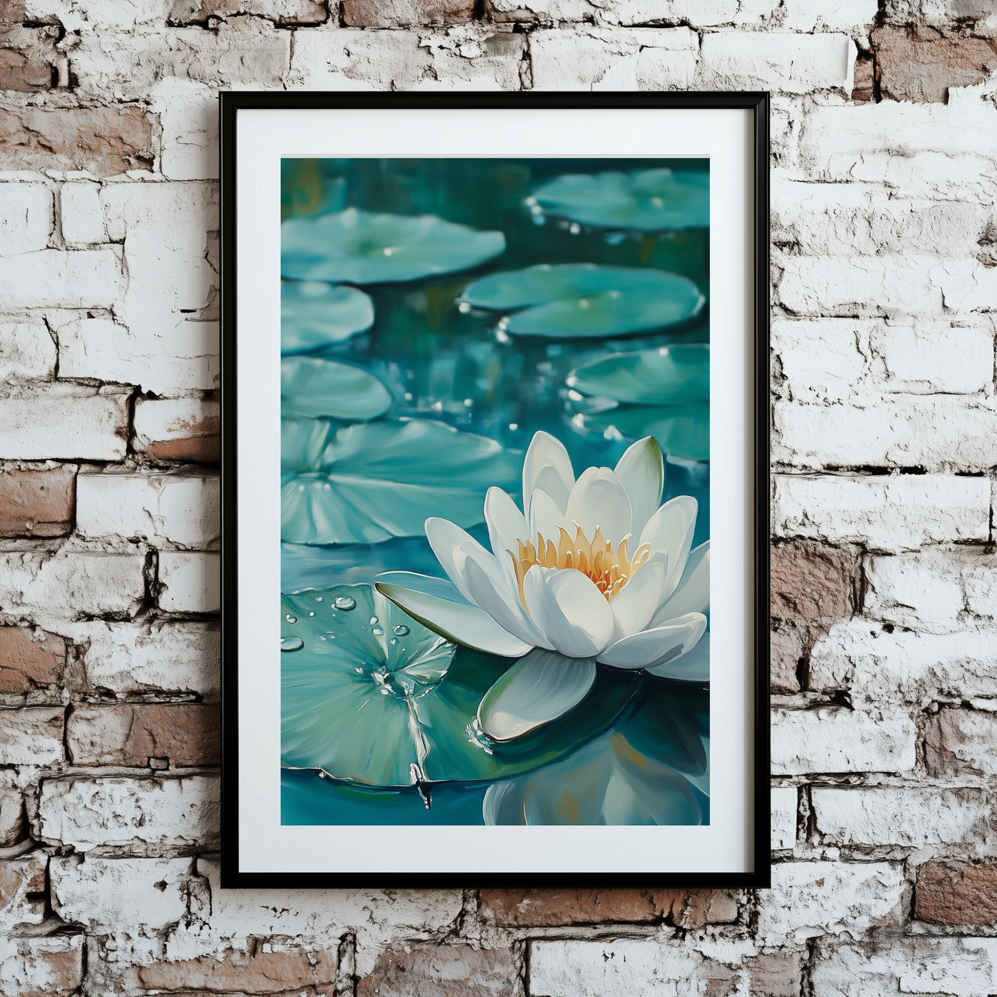 Oil Lily Pad Lake Flower Plant Wall Art