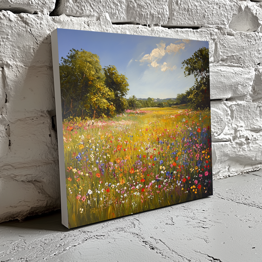 Oil Wildflower Pastoral Scene Plant Wall Art