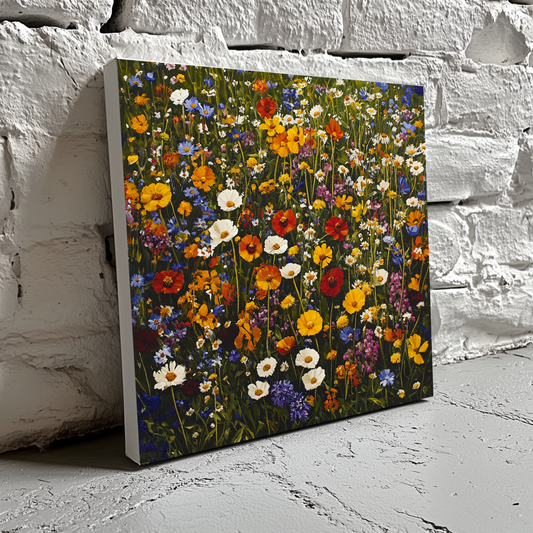 Oil Vibrant Wildflower Meadow Plant Wall Art