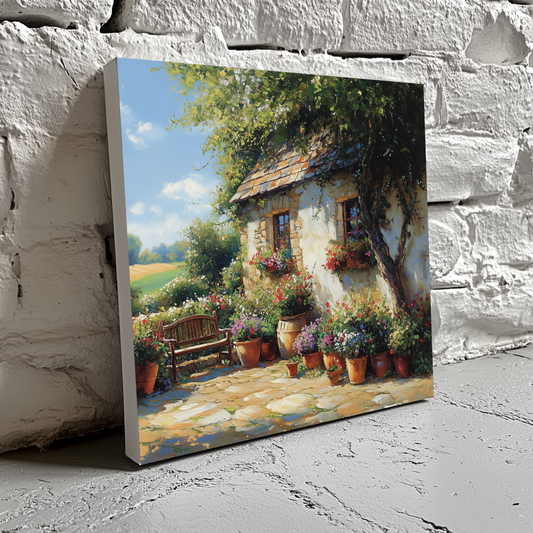 Oil Country Farm Cottage Flower Wall Art