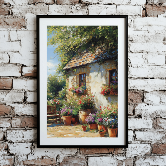 Oil Country Farm Cottage Flower Wall Art