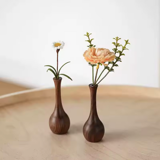 Tiny Walnut Wood Vase