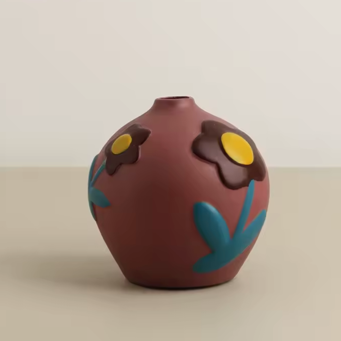 Retro Floral Ceramic Vase