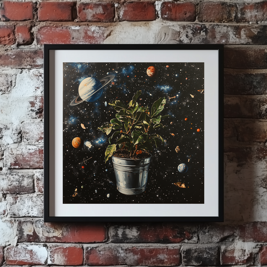 Surrealism Plant Planet Galaxy Wall Art