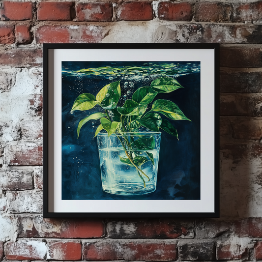 Surrealism Underwater Ivy Glass Wall Art