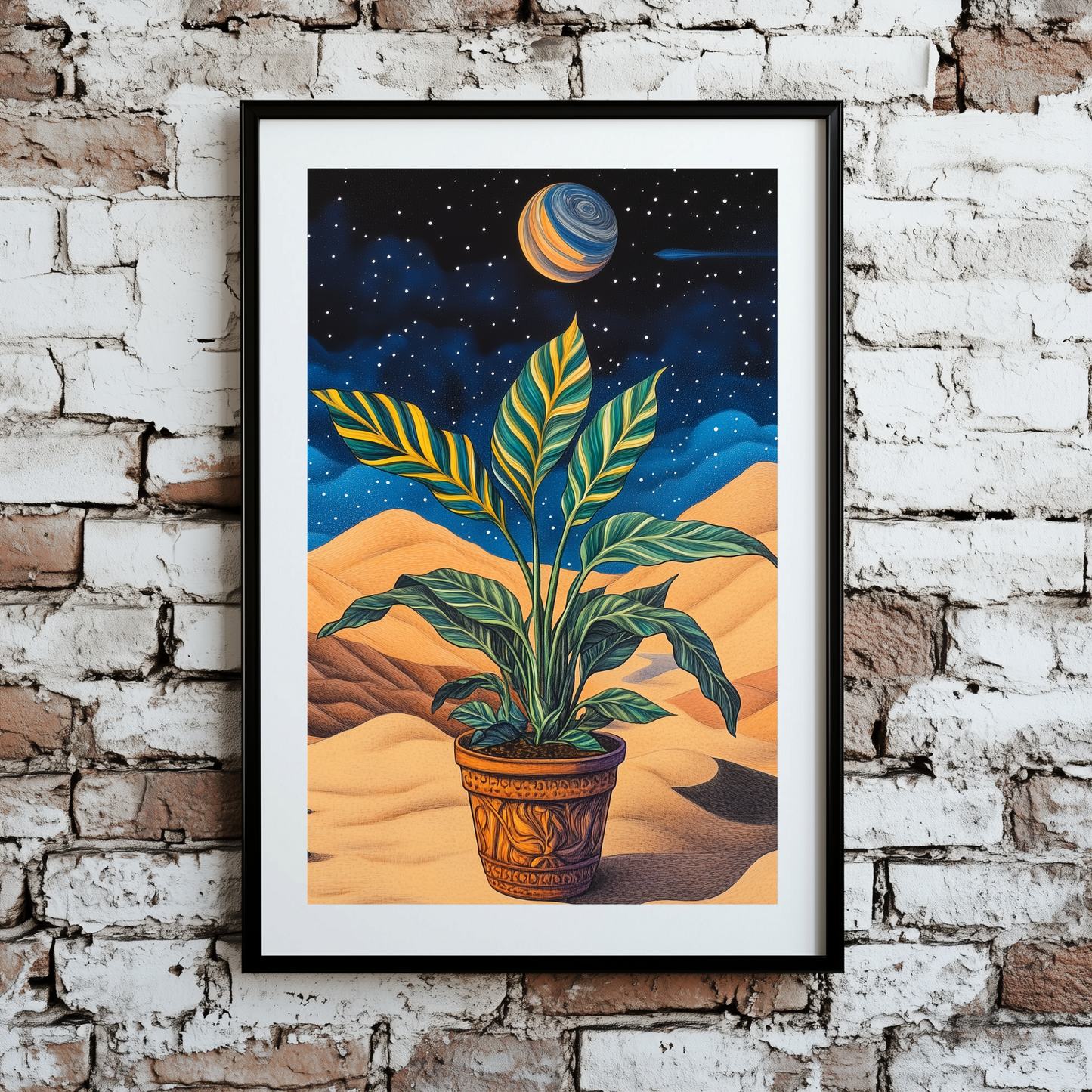 Surrealism Potted Plant In Space Wall Art