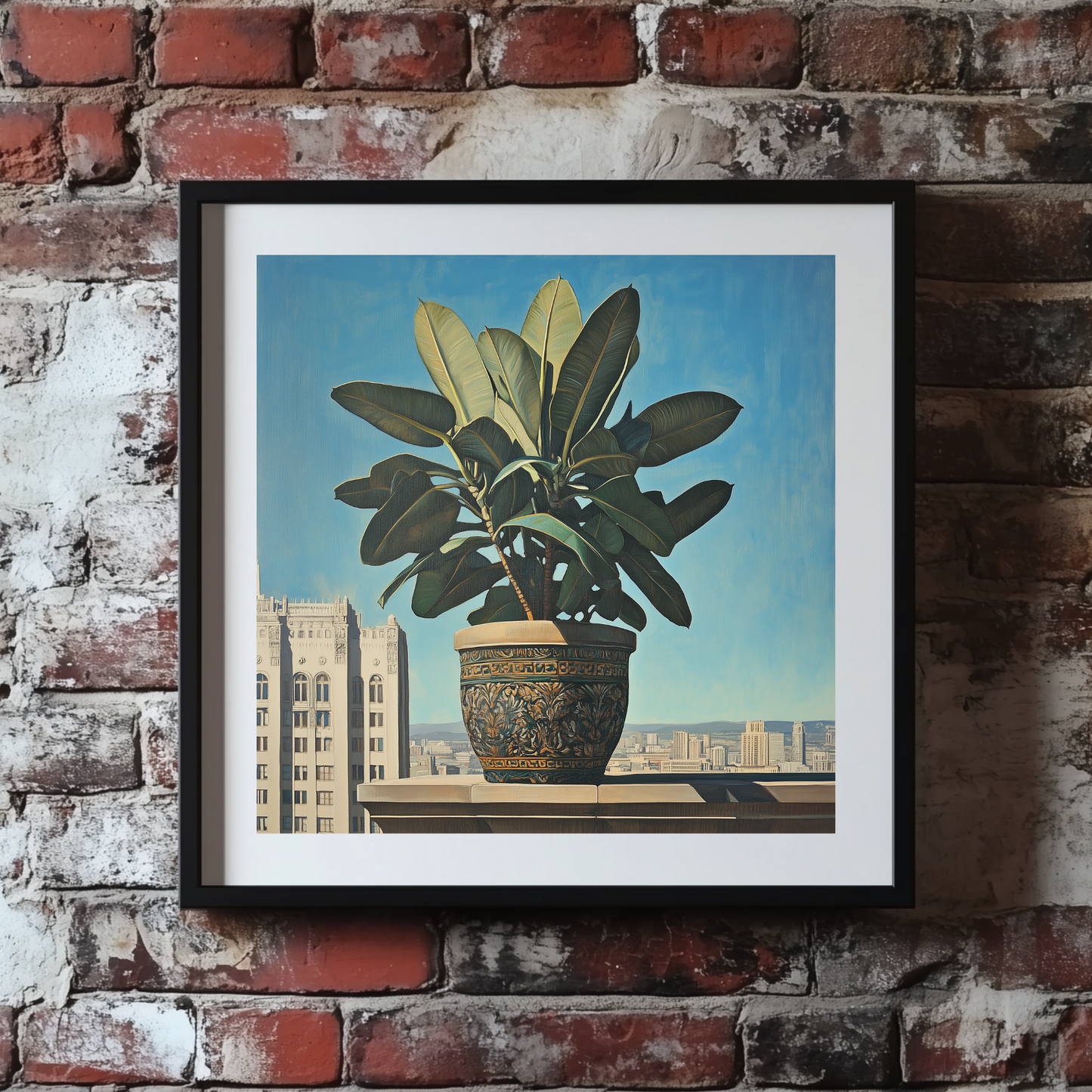 Surrealism Rubber Plant City Wall Art