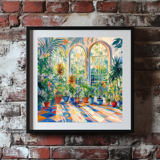 Watercolour Sunny Greenhouse Wall Art